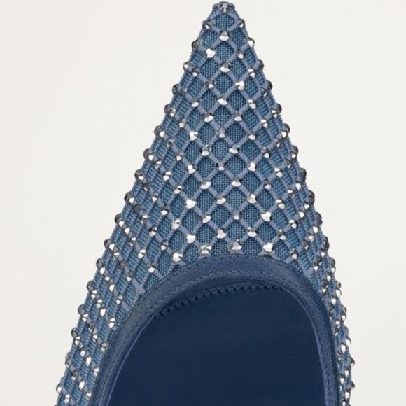 SOLD NEW Christian Louboutin Apostropha 80 mm Pumps, Navy Blue Mesh Strass - Picture 4 of 8